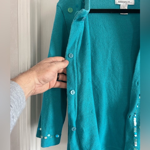 Arriviste | Turquoise Cardigan Sweater | Size Medium - Picture 5 of 6